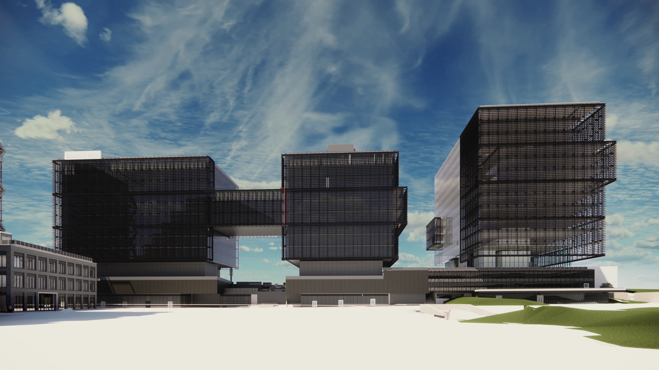 Fourth Ward towers seen from the central plaza